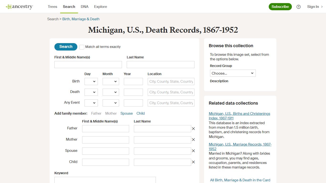 Michigan, U.S., Death Records, 1867-1952 - Ancestry
